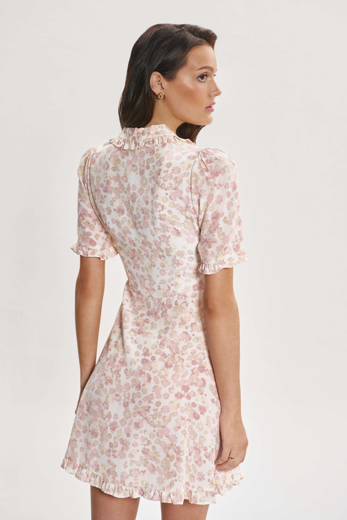 Ruffle Trim V Neck Dress