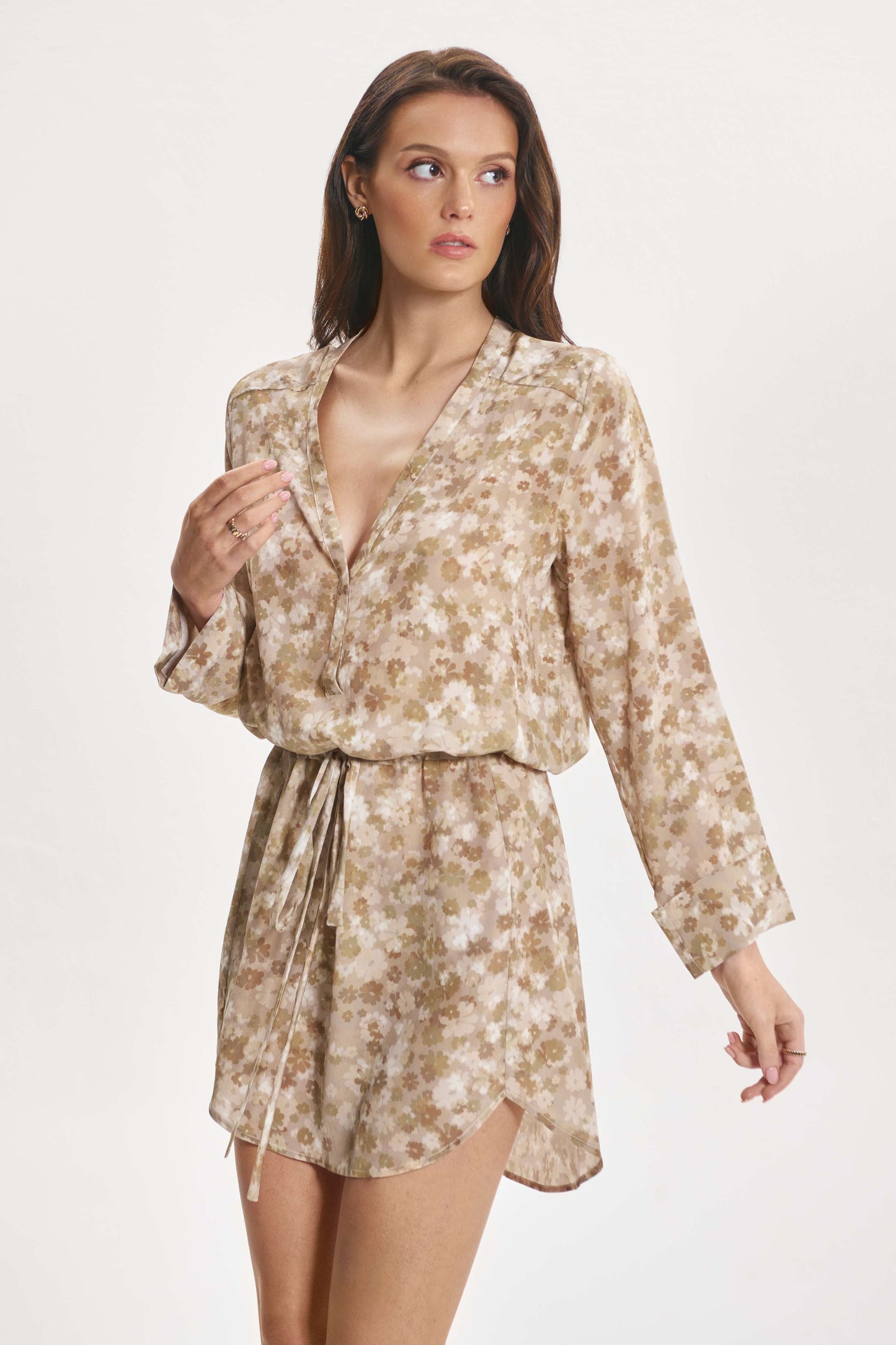 Drawstring Kimono Sleeves Dress